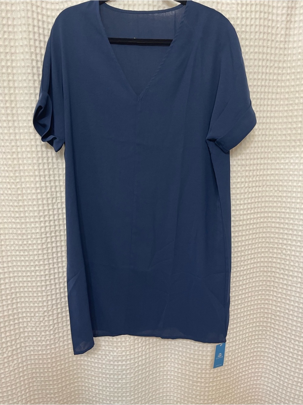 Cupshe Deep Blue V-Neck Short Sleeve Dress